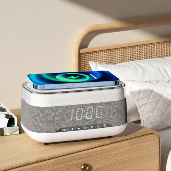 intelligent multifunctional alarm clock bluetooth speaker wireless charger 11