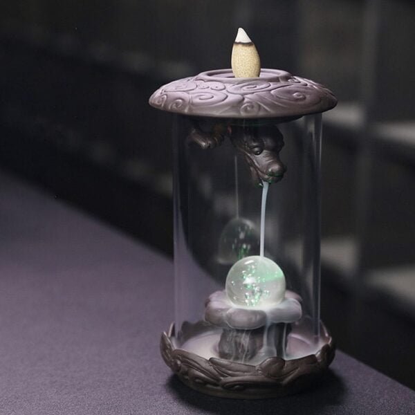 windproof lotus waterfall backflow incense burner