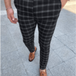 men’s checked casual pants