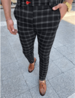 men’s checked casual pants