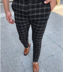 men’s checked casual pants