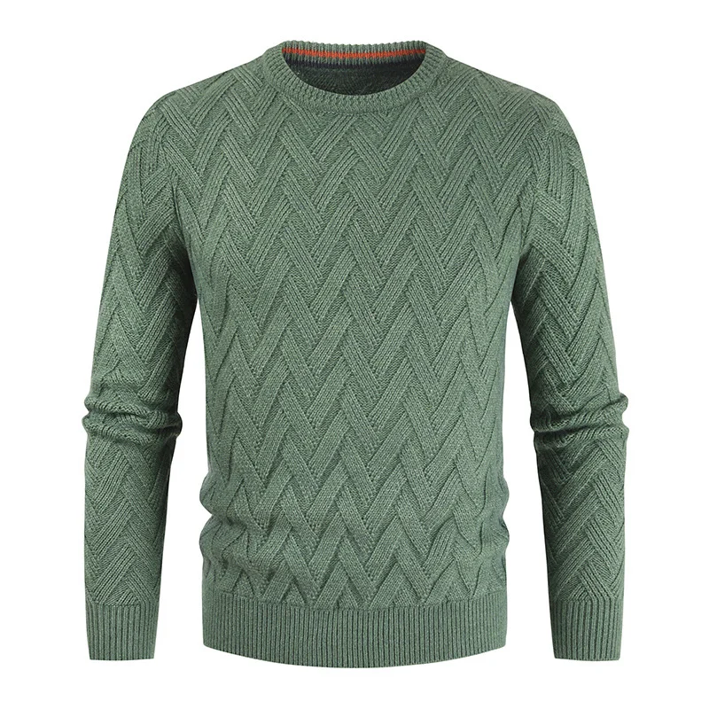 men’s coarse wool round neck sweater