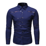 men’s polyester cotton shirt with henry collar