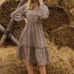 women’s printed v neck dress