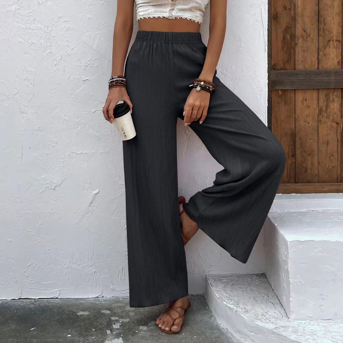 women’s wide leg polyester pants