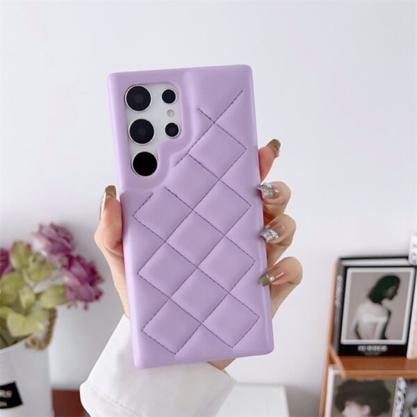 diamond plaid leather phone case