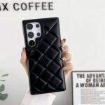 diamond plaid leather phone case