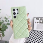 diamond plaid leather phone case