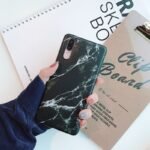 gradient frosted coral marble phone case