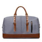 striped messenger travel bag
