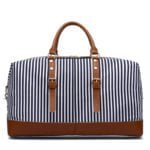 striped messenger travel bag