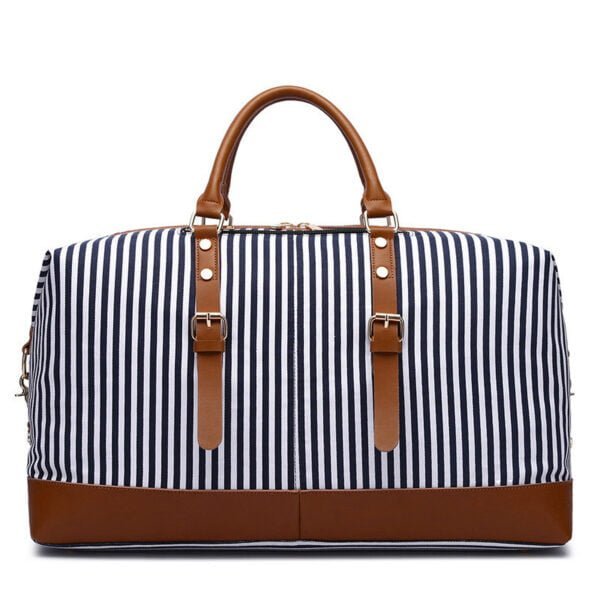 striped messenger travel bag