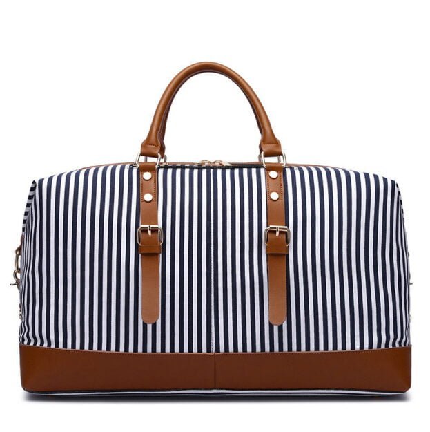 striped messenger travel bag