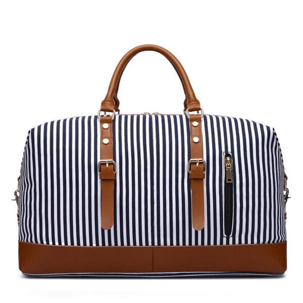 striped messenger travel bag